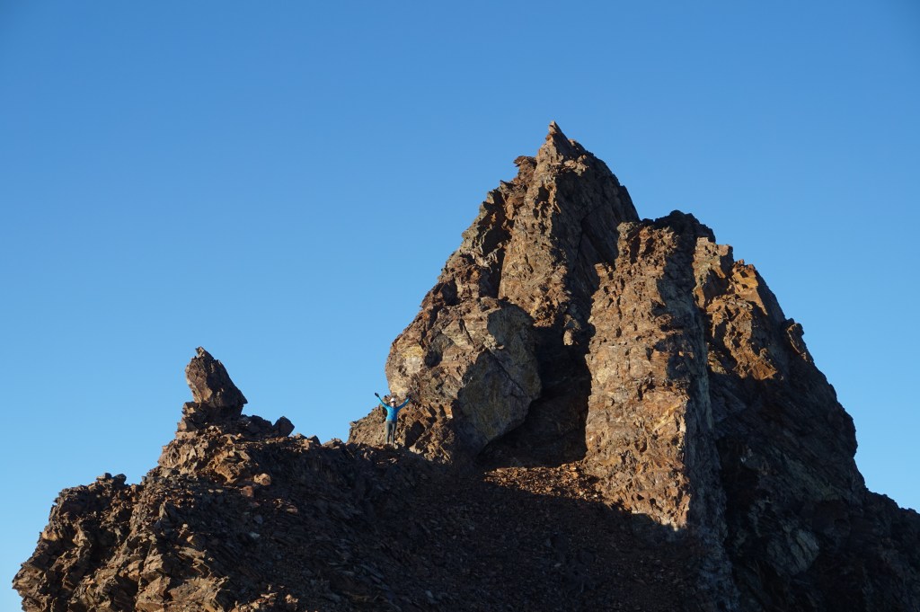 Lindsay descending from Helm Peak, Garibaldi Park. October, 2018